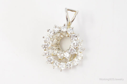 Vintage Art Deco Cubic Zirconia Sterling Silver Necklace Pendant