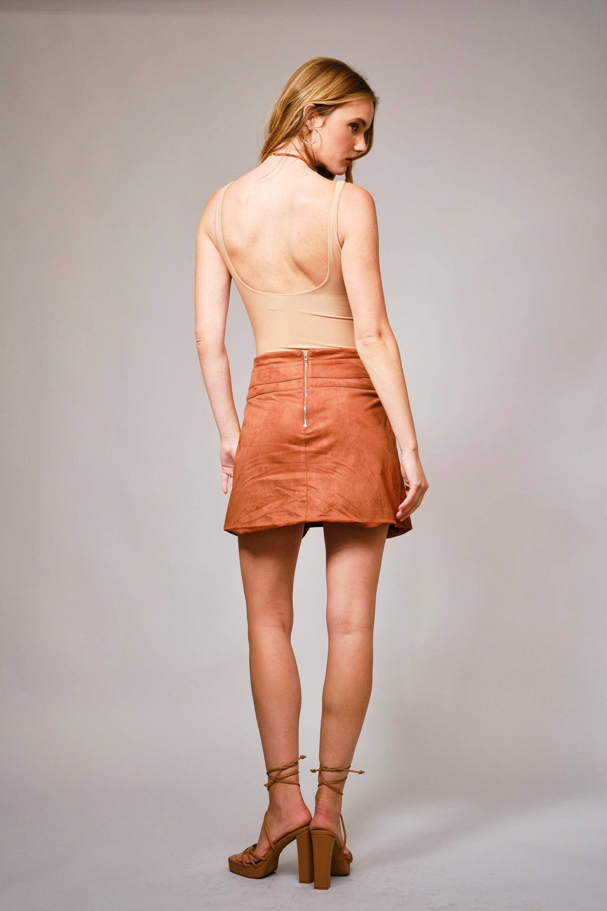 Suede D Ring Tassel Tie Mini Skirt