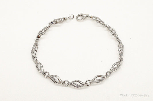 Designer JWBR Single Diamond Linked Sterling Silver Bracelet