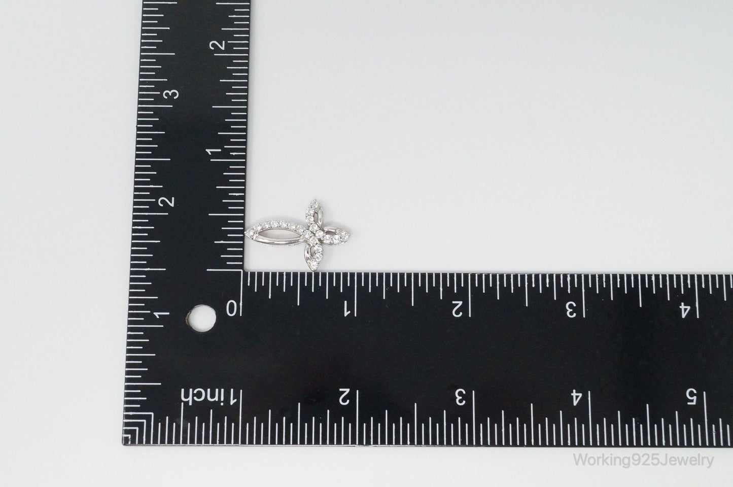 Vintage Cubic Zirconia Cross Sterling Silver Necklace Pendant