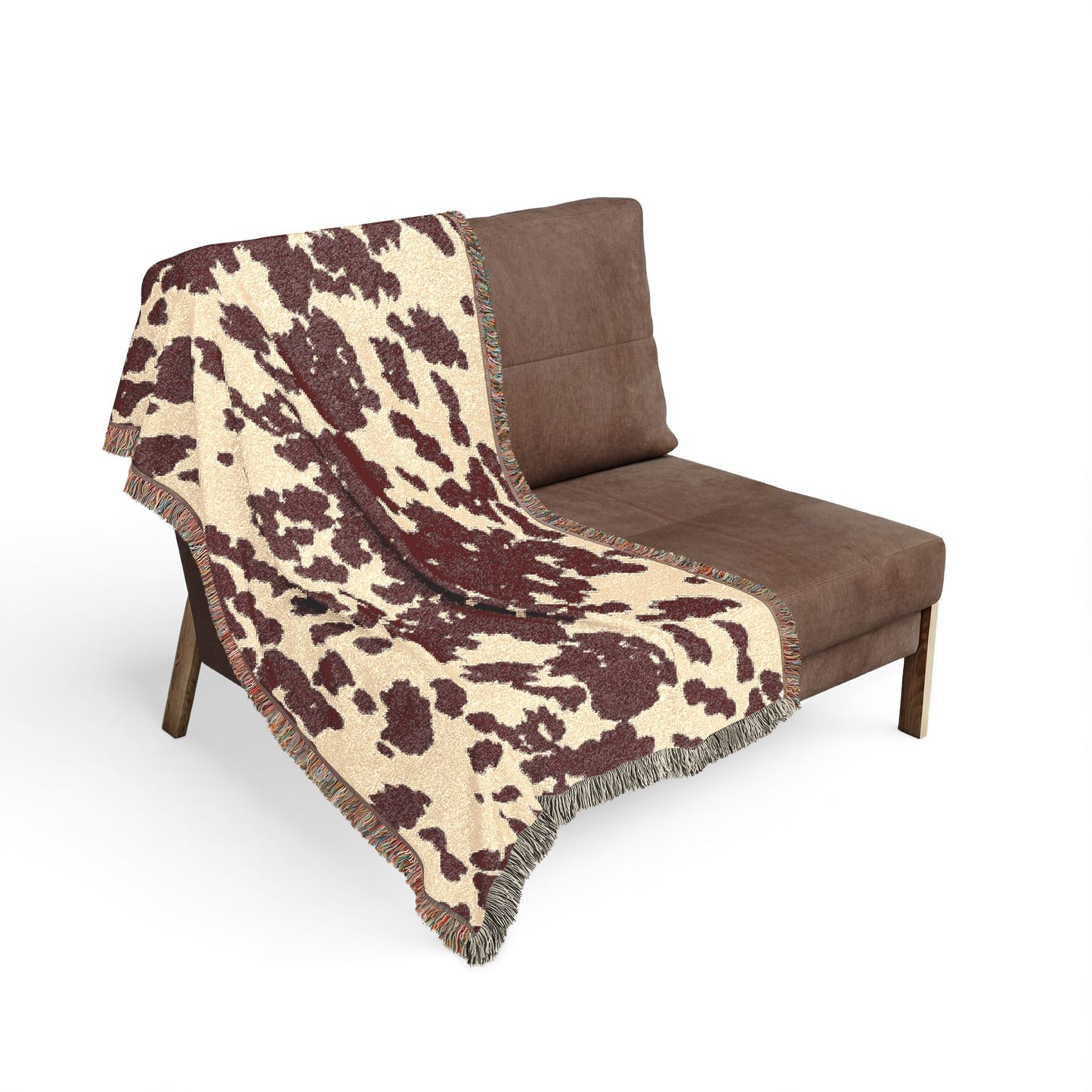 Cowhide Pattern Woven Blanket — Rustic Western Throw for Living Room & Cabin