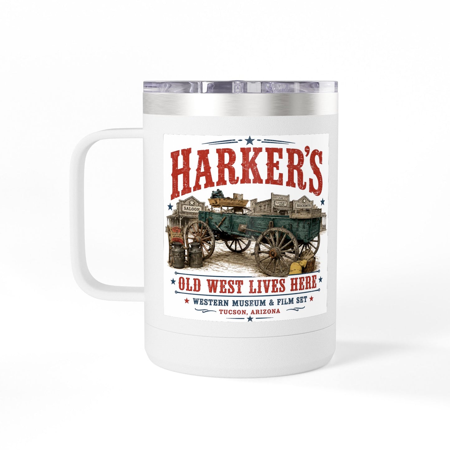 Harker's Old West Wagon 15oz Tumbler Mug