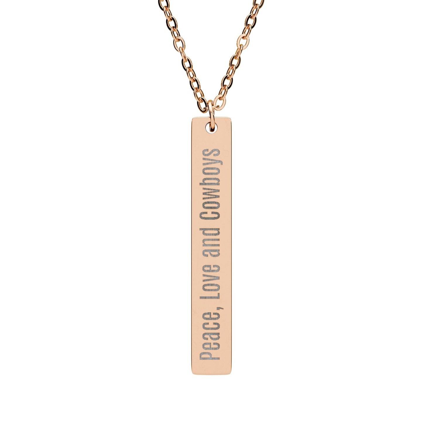 Peace, Love and Cowboys - Vertical Bar Necklace with Engraving