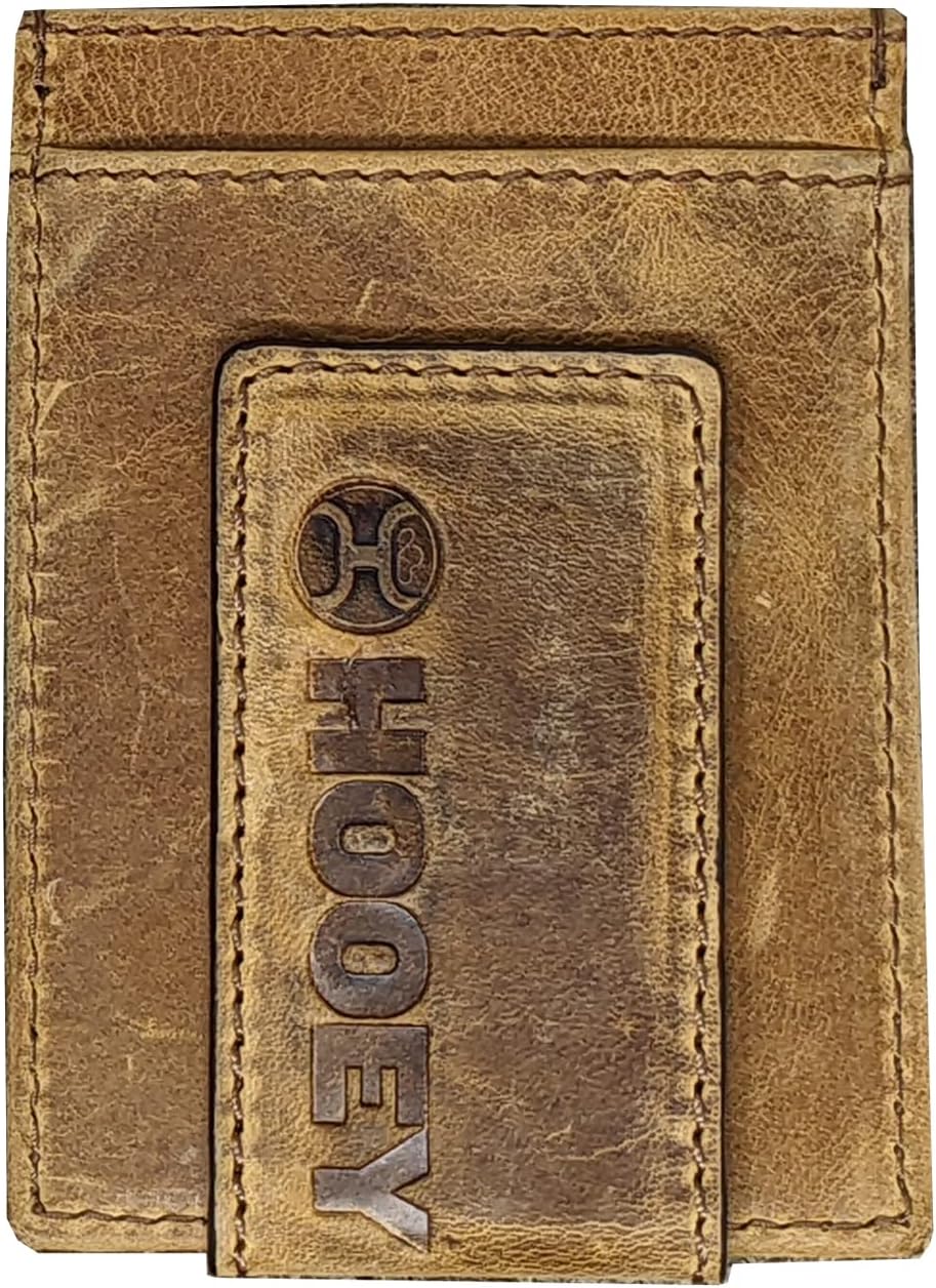 HOOey Embossed Logo (Brown) - Men's Money Clip Wallet