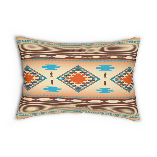 Western Cowboy Lumbar Pillow — Scenic Rider & Southwestern Aztec Throw Pillow