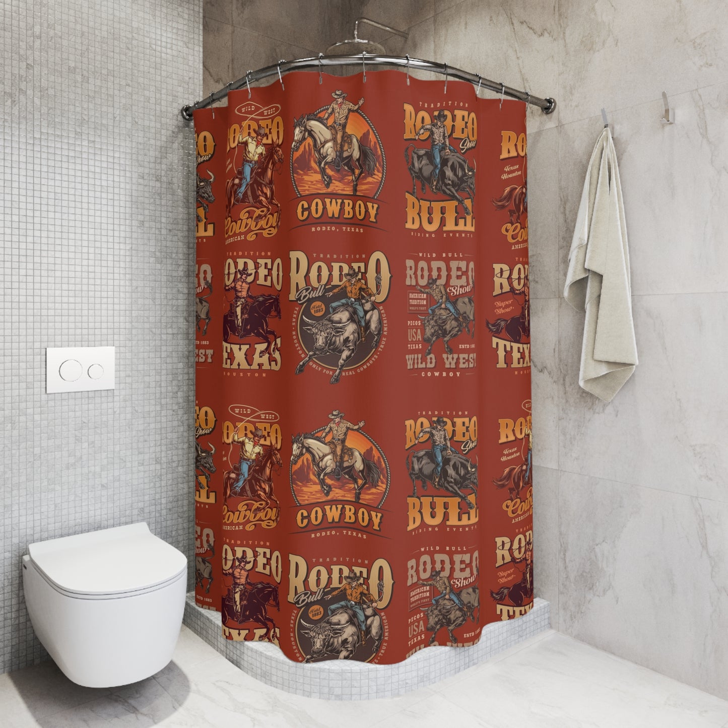 Rustic Cowboy Rodeo Shower Curtain Red