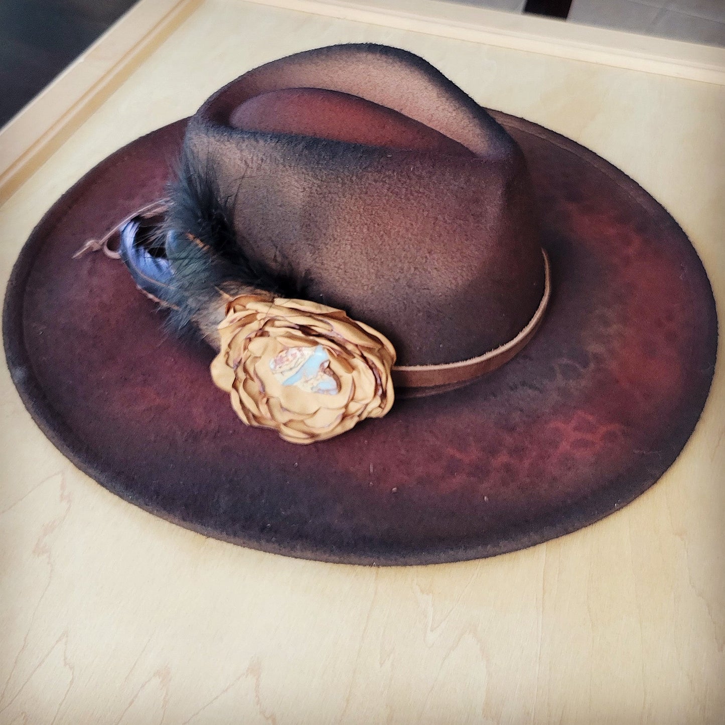 CUSTOM Hand-Painted Cowgirl Western Boho Hat A114