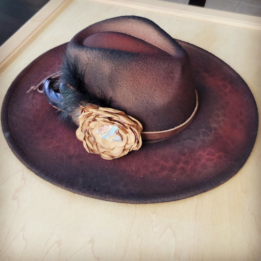 CUSTOM Hand-Painted Cowgirl Western Boho Hat A114