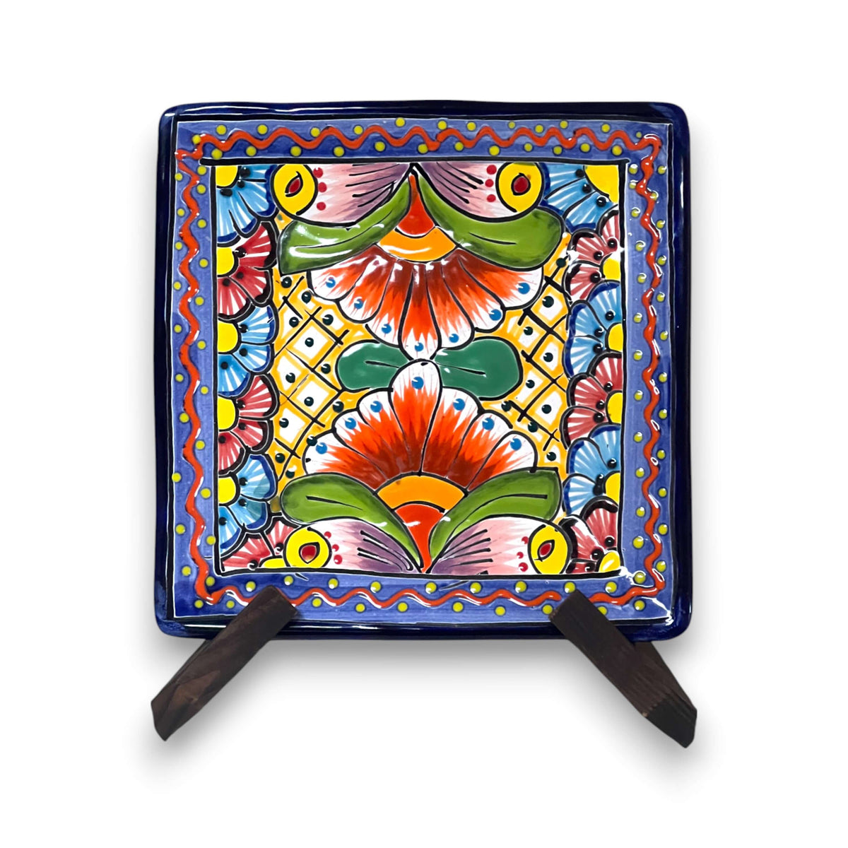 8" Square Talavera Plate | Colorful Mexican Handmade Dish
