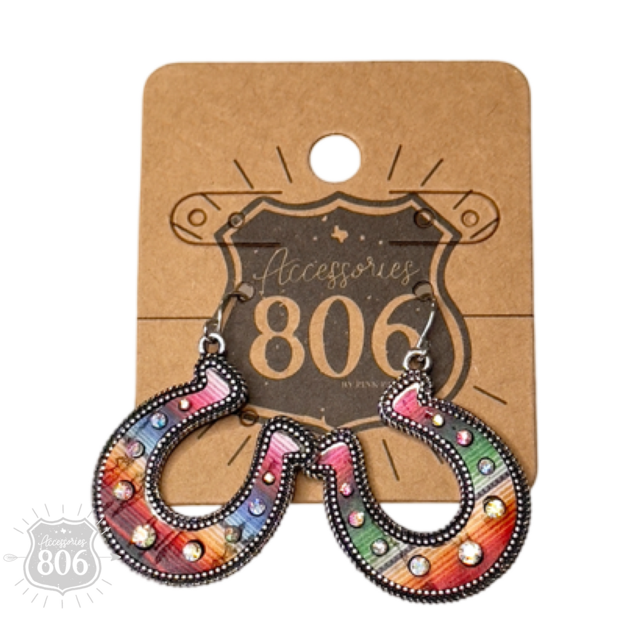 Western serape horseshoe earring - LC