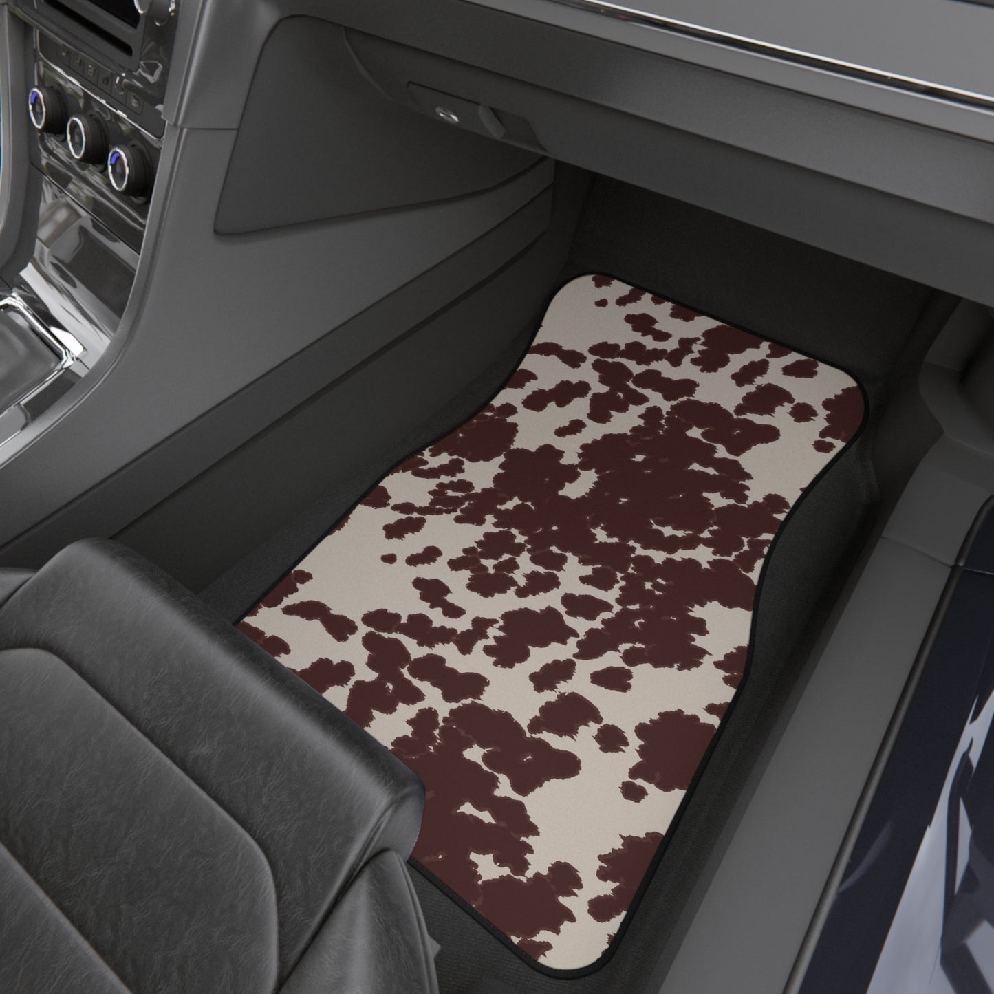 Brown Cow Print Car Mats - Set of 4