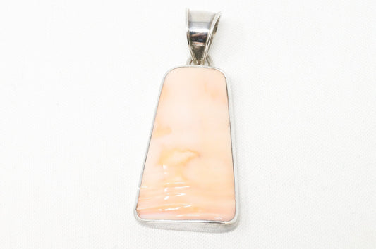Vintage Peach Gemstone Sterling Silver Necklace Pendant