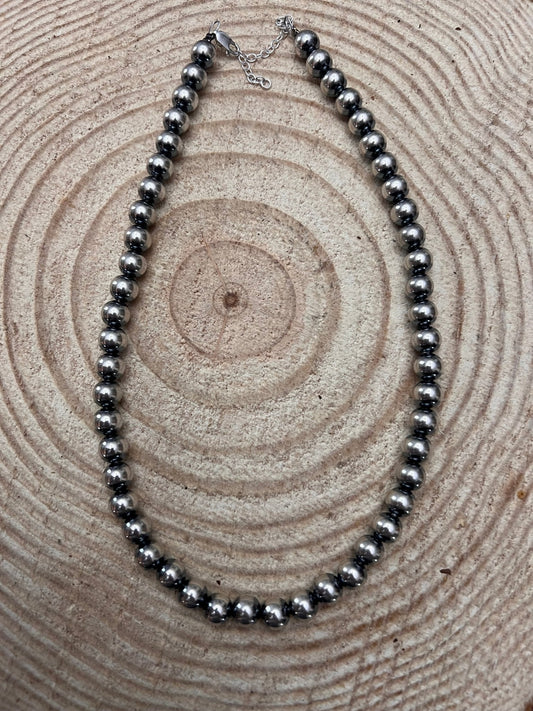8mm Sterling Pearl Necklace — 16 inch