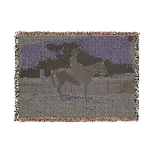 Cowboy Horse Woven Blanket — Rustic Western Decor Throw for Ranchers & Equestrians
