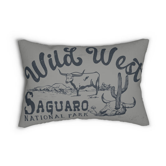 Wild West Saguaro Lumbar Pillow - Southwestern Desert Decor