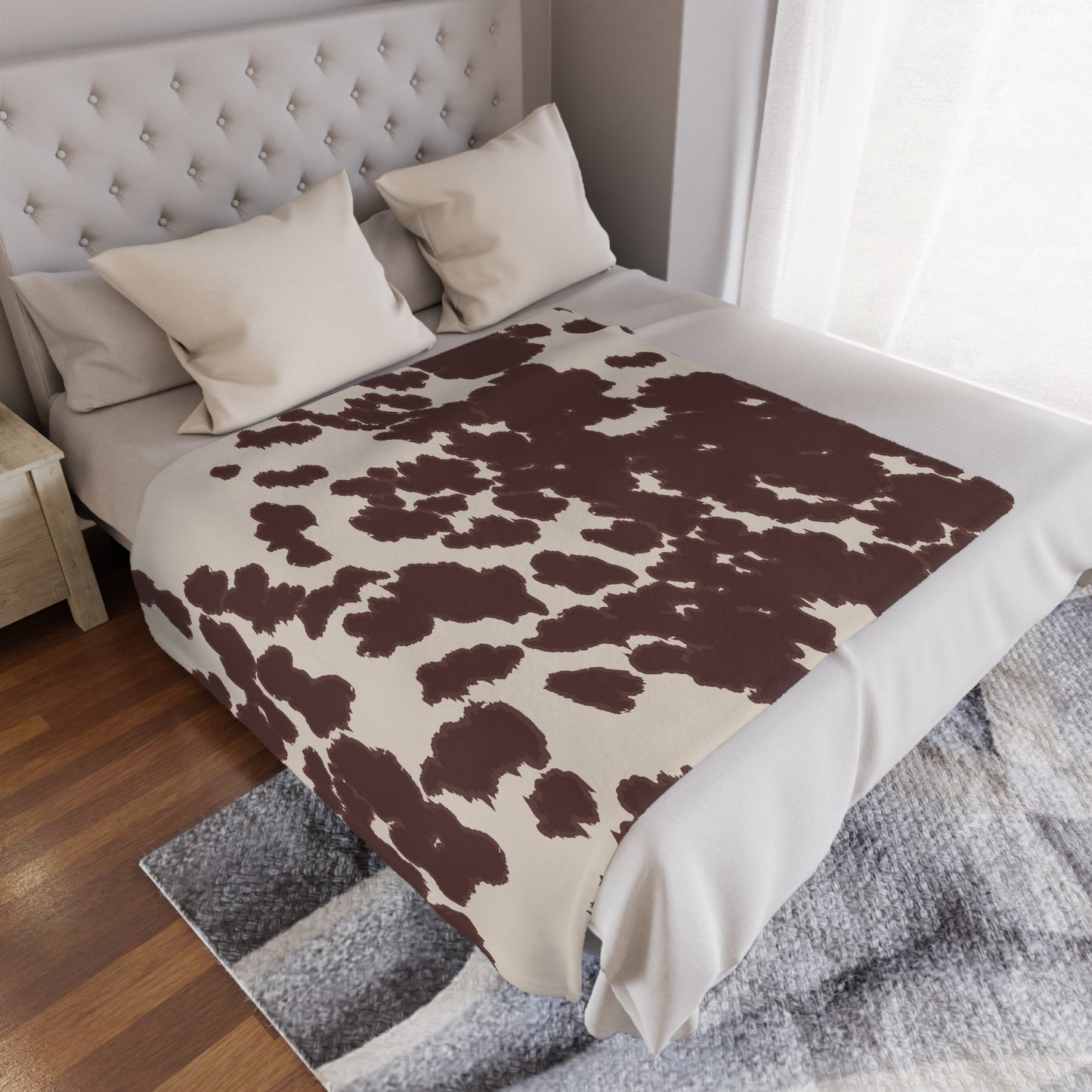 Cozy Cowhide Minky Blanket, Soft Throw for Kids & Adults, Farmhouse Decor, Gift for Baby Showers, Home Essentials, Warm Comfort