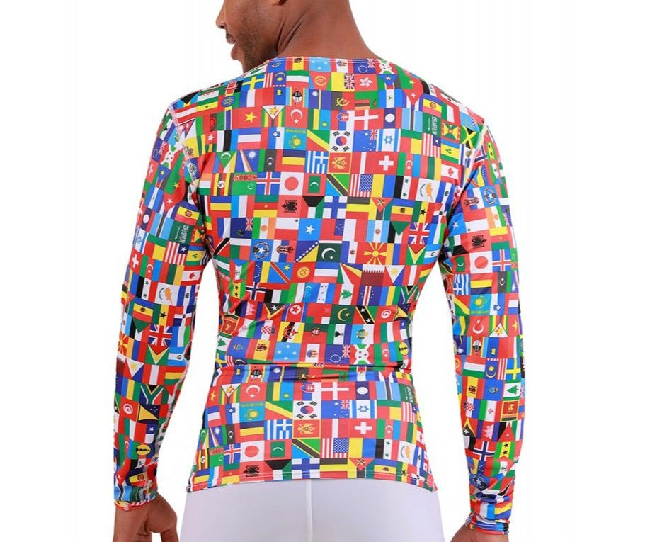 Insta Slim Flags Activewear Long Sleeve V-Neck Shirt 5VLST01