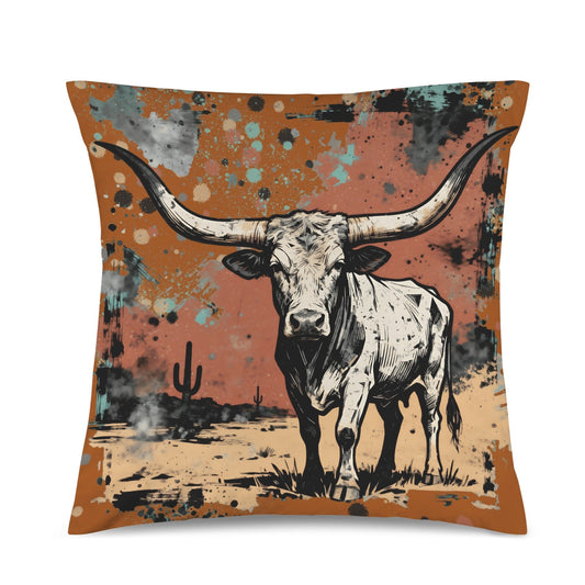 Baha Ranch Lonesome Longhorn Velvety Soft Pillow Case Made in America