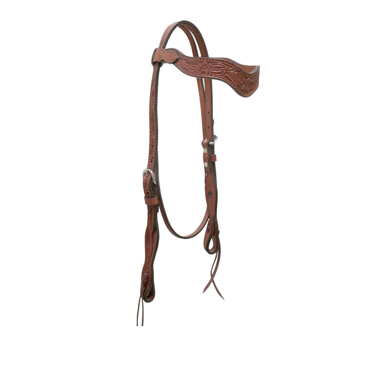 2117-TA 1-1/2" Wave browband headstall rough out toast leather AA tooling