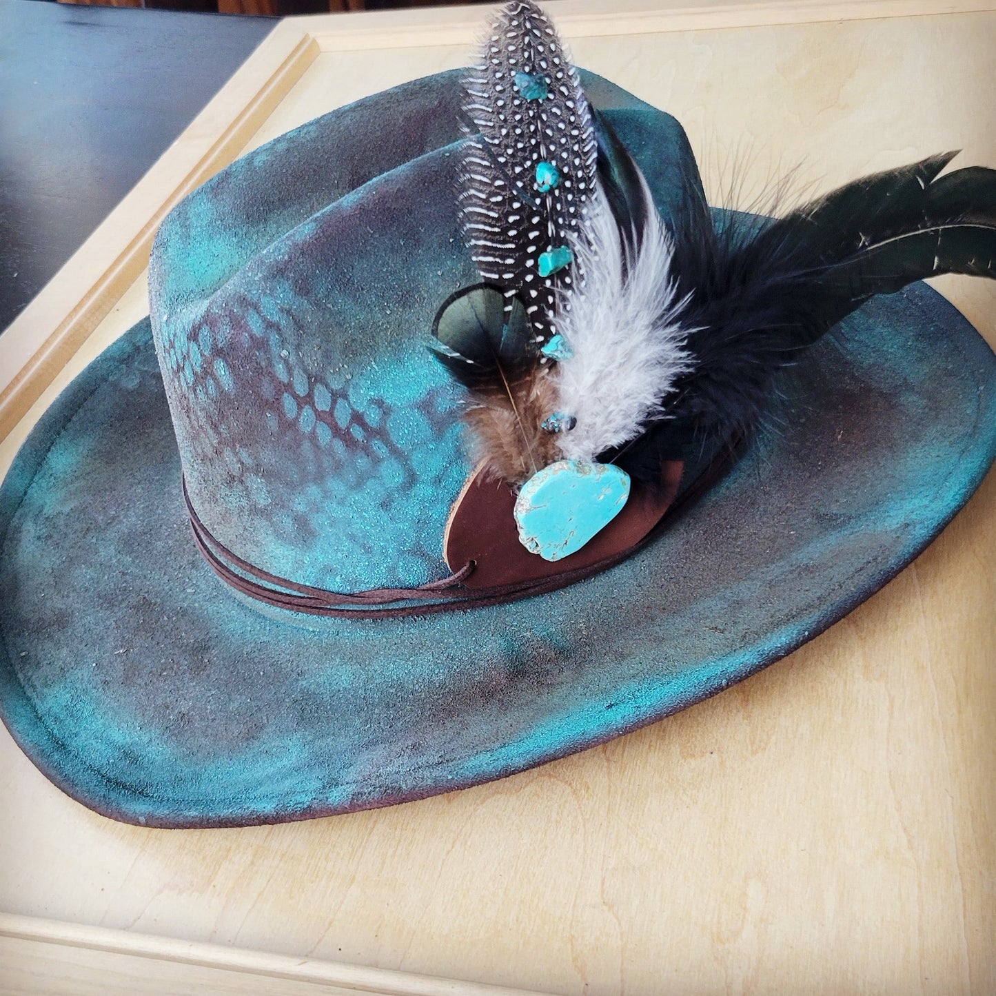 CUSTOM Hand-Painted Cowgirl Western Boho Hat A102