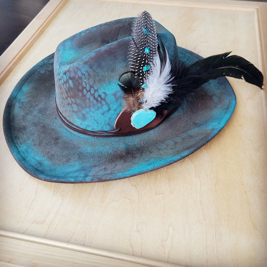 CUSTOM Hand-Painted Cowgirl Western Boho Hat A102