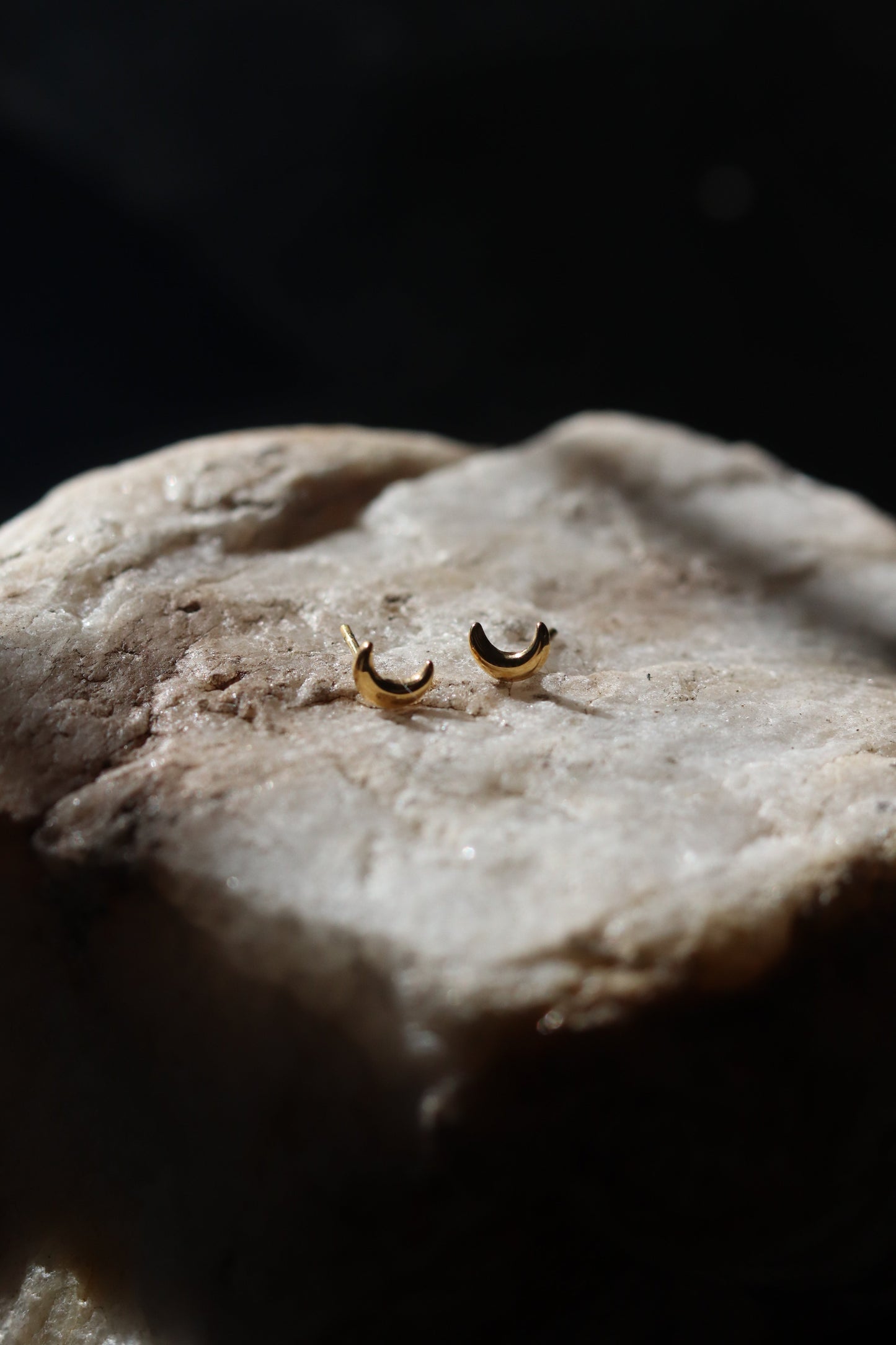 Gold Moon Studs, 18k gold plated, stainless steel