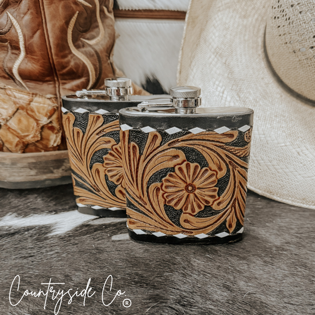 Legend Tooled Leather Flask