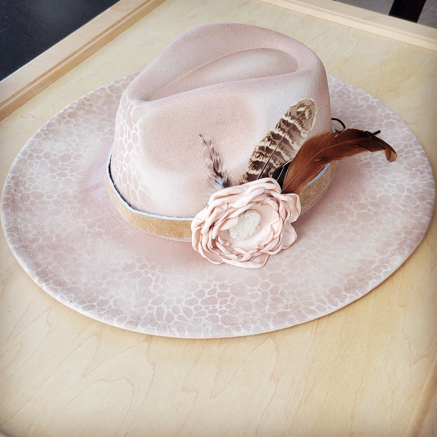 CUSTOM Hand-Painted Cowgirl Western Boho Hat A109