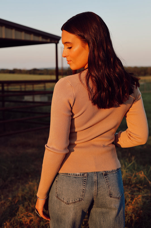 The Chelsea Cardigan in Khaki-LARGE