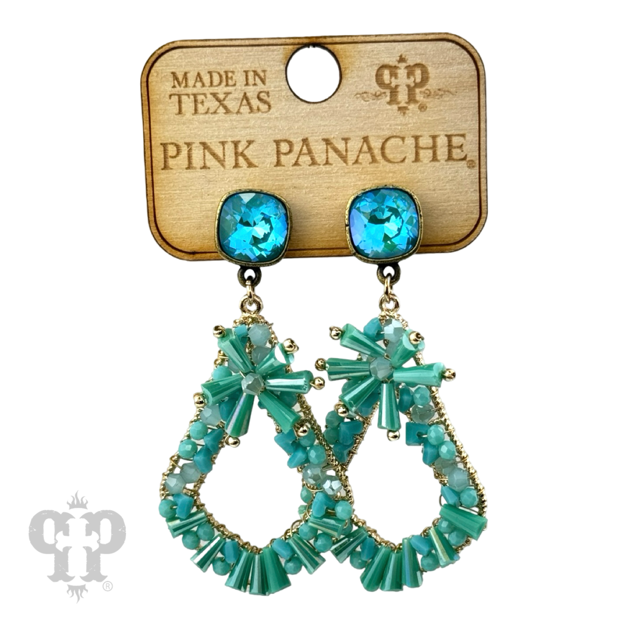 Flute beaded teardrop earring with Austrian crystal - LC