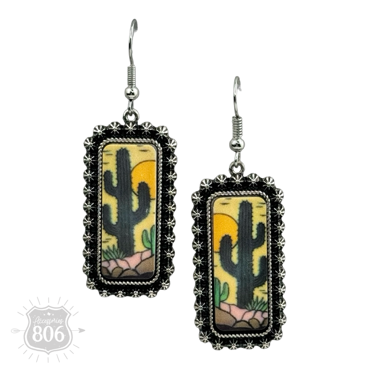 Western cactus scene earring