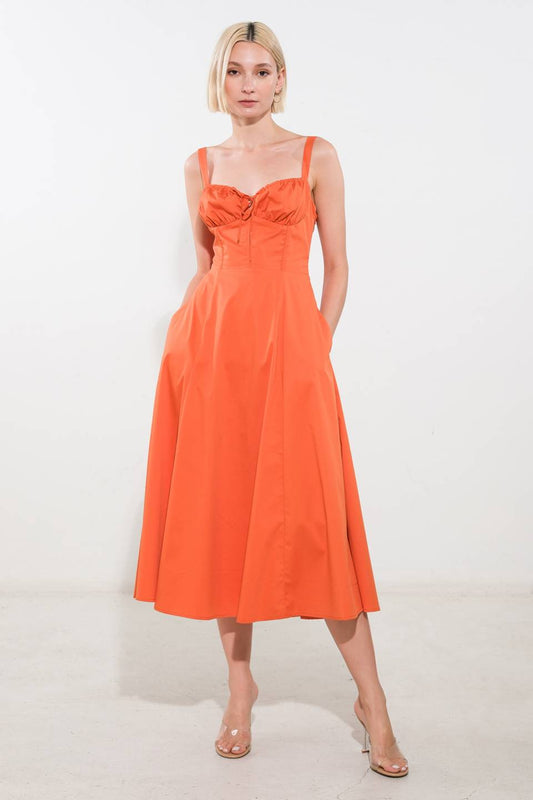 OCEANIC OPULENCE WOVEN MIDI DRESS