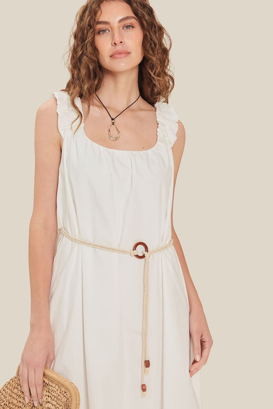 RIVERSIDE SIPS WOVEN MIDI DRESS