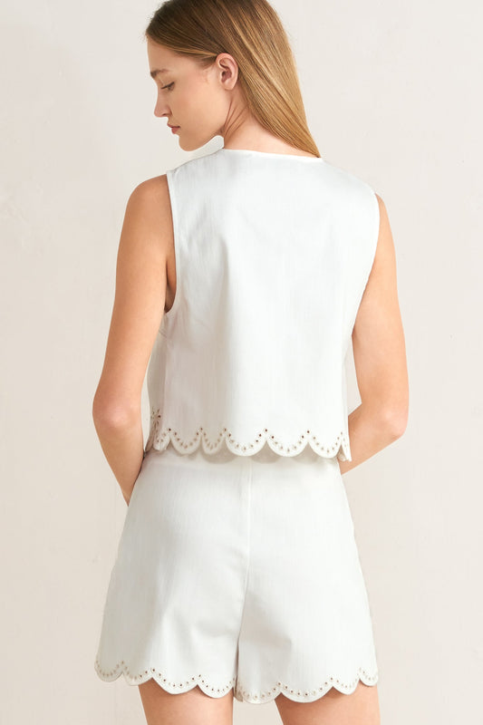 SEAFOAM SCALLOP WOVEN VEST