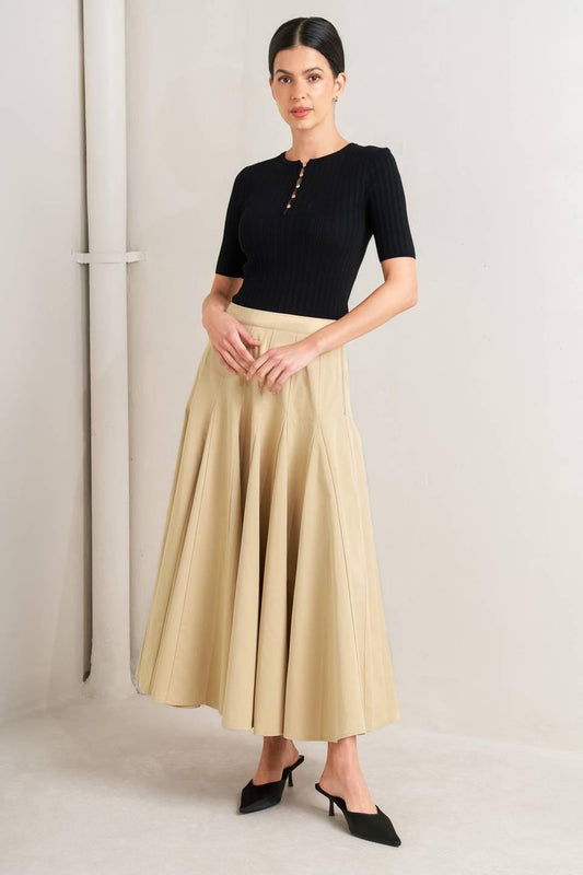 PALE FRAME WOVEN TAUPE CIRCLE SKIRT