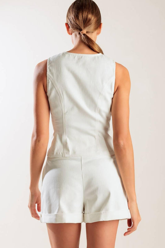 LOVE LETTERS WHITE WOVEN VEST
