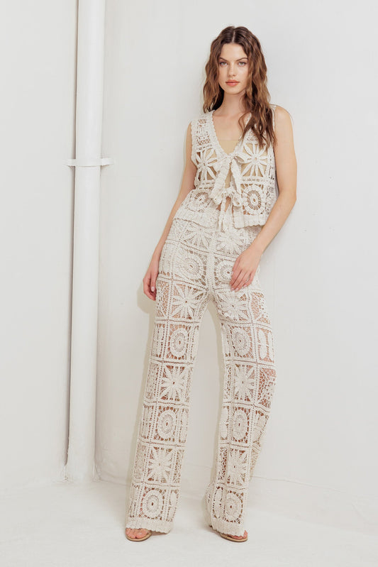 COASTAL BREEZE CROCHET VEST AND PANT SET