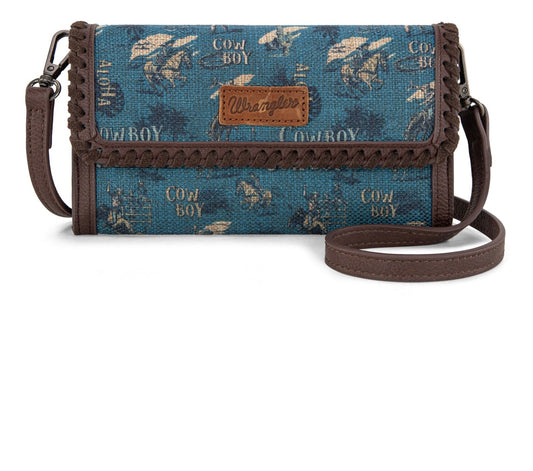 Wrangler Vintage Retro Cowboy Cool Print Wallet/Crossbody