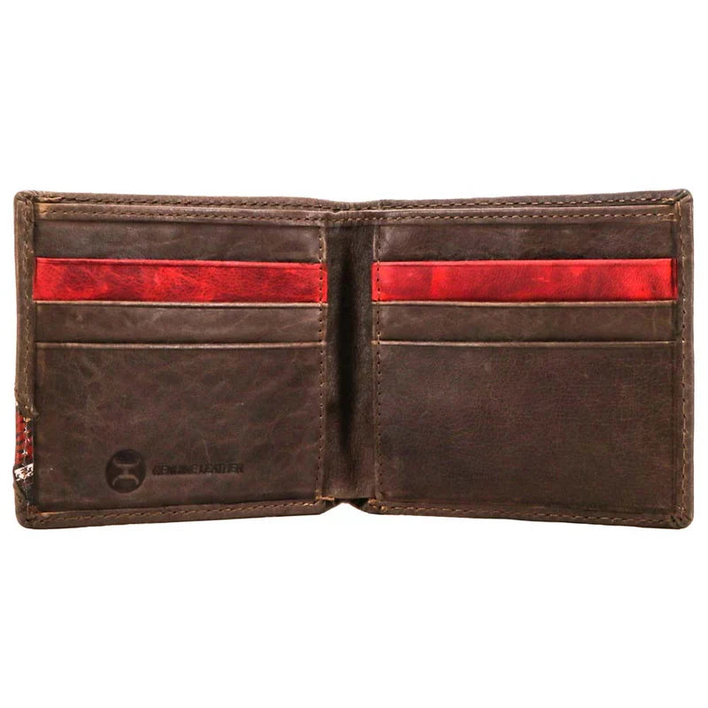 HOOey Inlay Aztec Hands-Up (Brown) - Men's Bifold Wallet