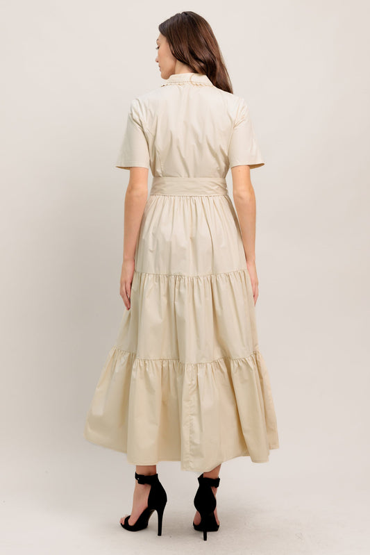 WORTH THE WAIT WOVEN MIDI DRESS