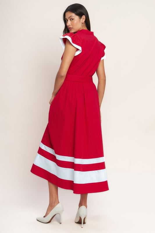 TRUE LOVE IN COLOR BLOCKED MIDI DRESS