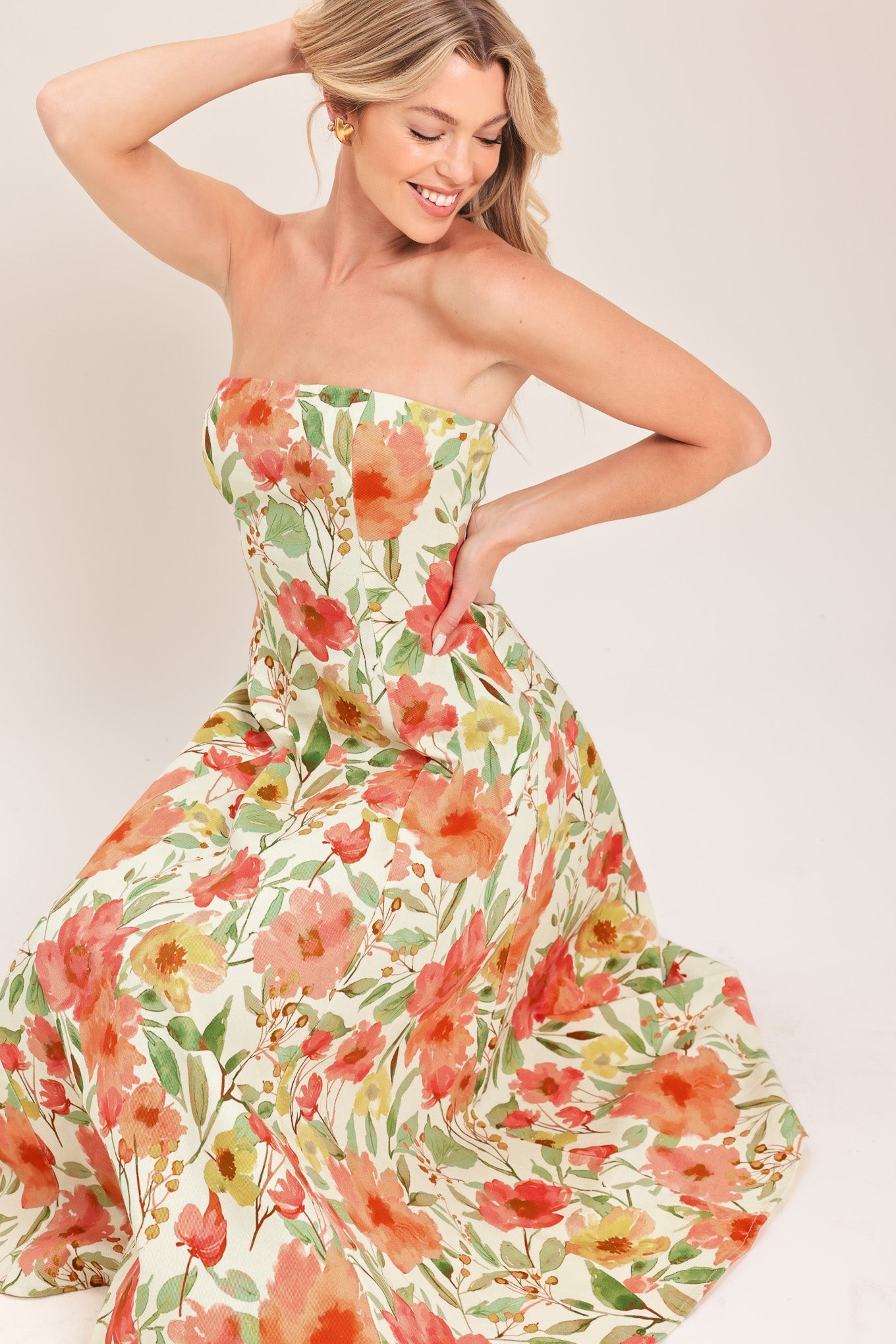 FLORAL DAYDREAM WOVEN MIDI DRESS