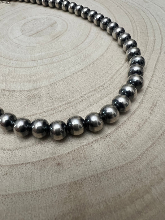 8mm Sterling Pearl Necklace — 18 inch