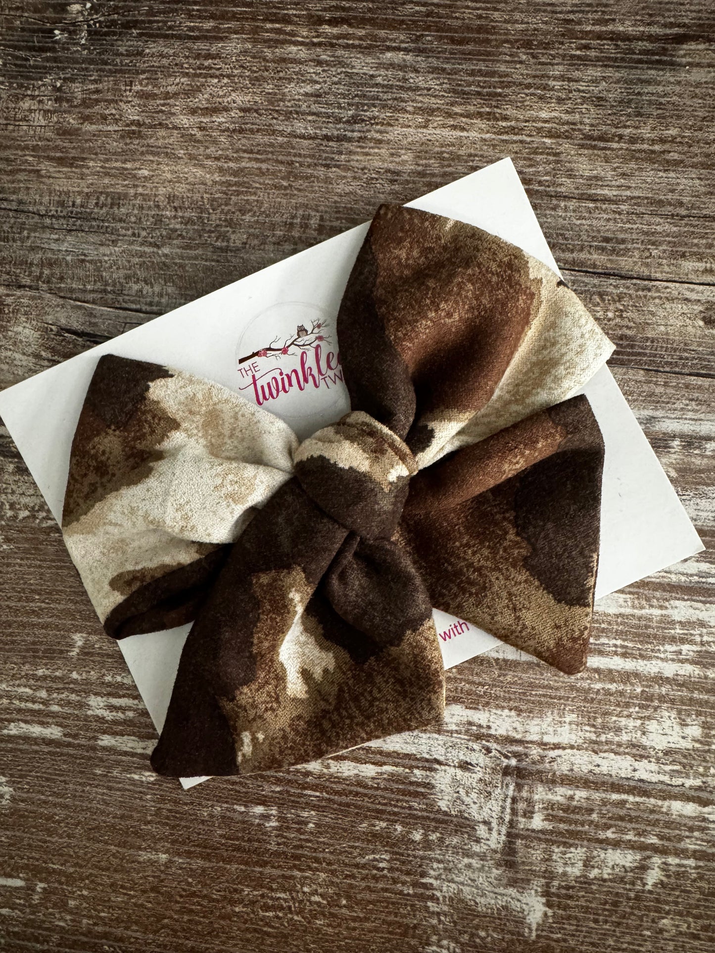 Handmade Hair Bow - Cow Print Big Bow Baby Band