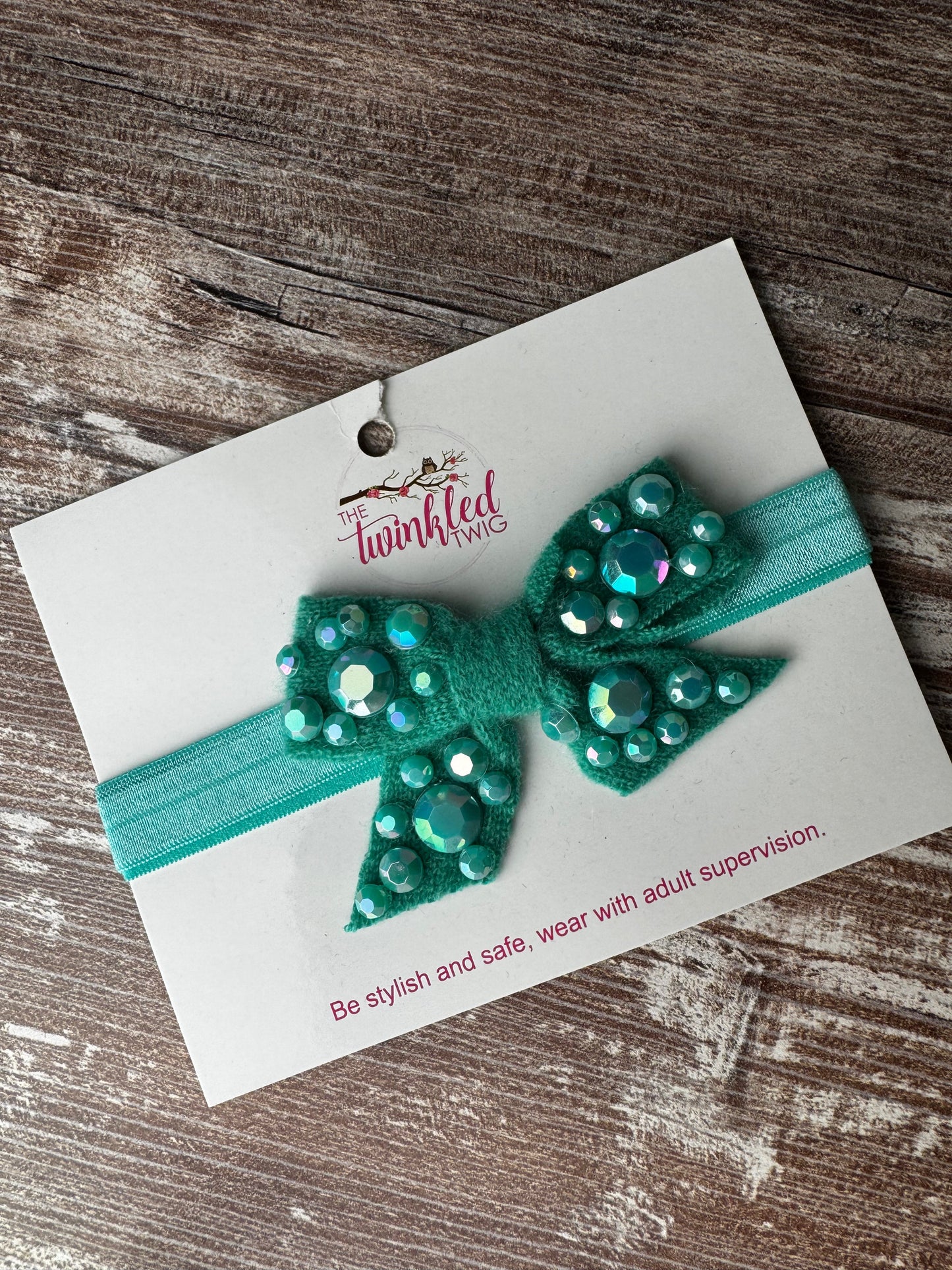 Handmade Hair Bow - Turquoise Baby Band