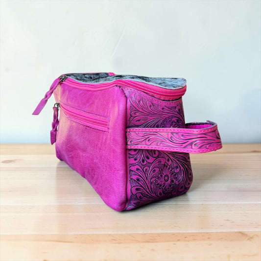 COWHIDE & LEATHER MAKEUP BAG