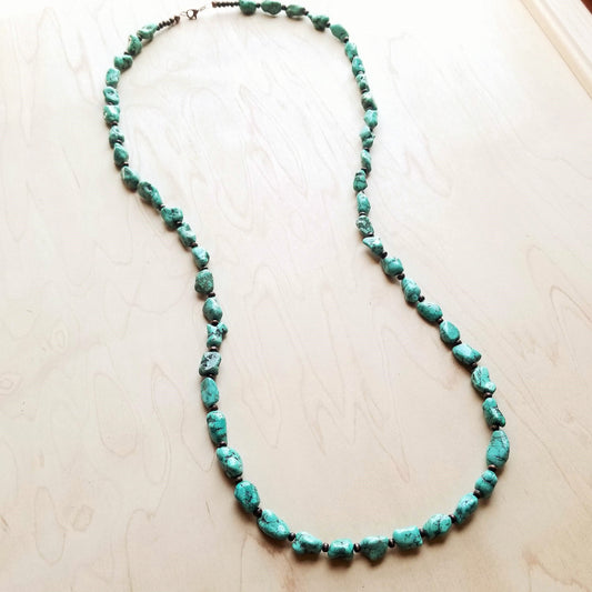 Long Boho Turquoise Beaded Necklace 248c