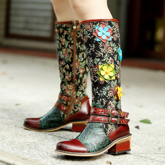 Vintage Handmade Stunning Floral Boots