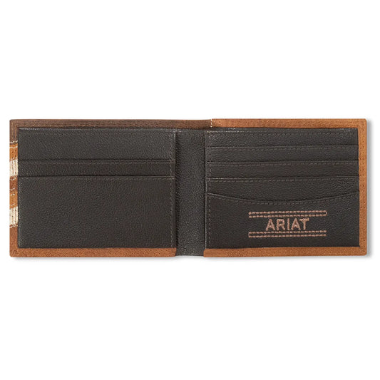 Ariat Chevron Patchwork Hair-On Leather (Brown/Tan) - Men's Bifold Wallet