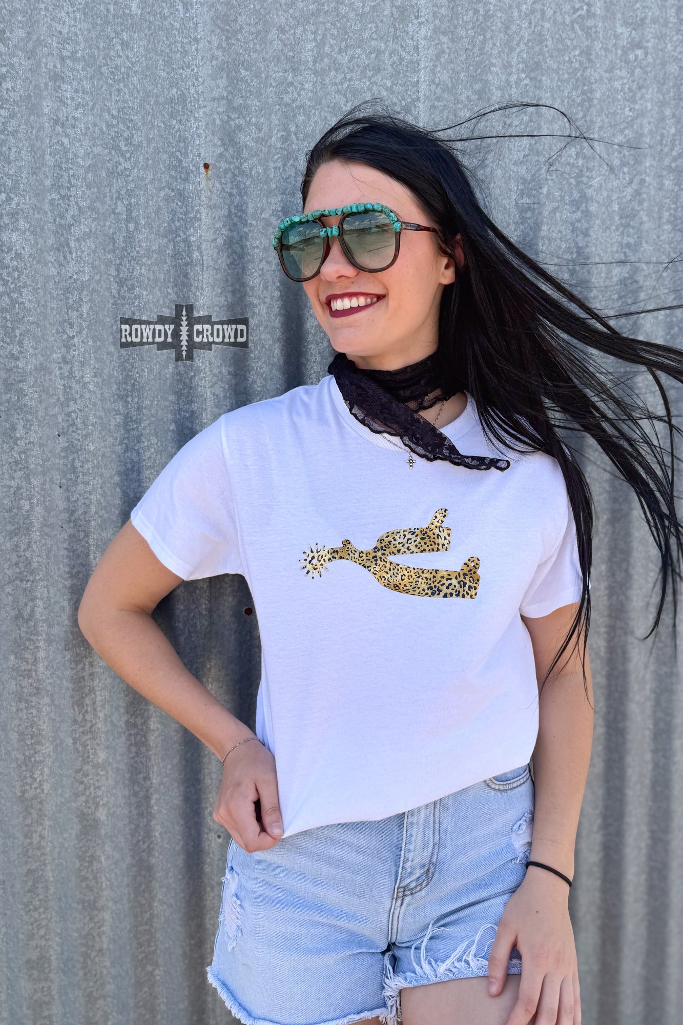 DS Leopard Spur Tee- WHITE